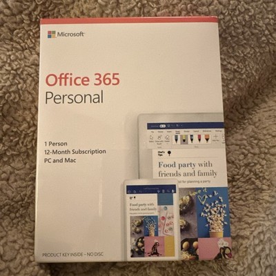 New Microsoft 365 Personal Physical Box, 1 User, 12 Month 1 Year QQ2-00728