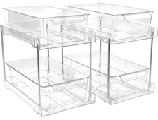 2 Pack 2-Tier Bathroom Under Sink Organizers and Storage - Clear Stackable Co...