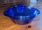 Vintage Anchor Hocking 9” Cobalt Blue 2 Quart Glass Casserole Dish with Lid