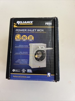 Reliance Controls PB50 Power Inlet Box Generator Cord Connection 50-Amp NEMA 3R 