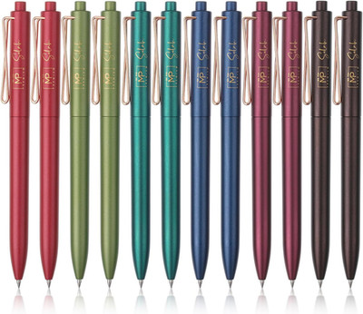Mr. Pen- Retractable Gel Pens, 12 Pack, Black Ink Gel Pens Fine Point 0.5Mm, Met