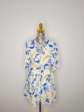 Iris Maxi Ladies Half Puff Sleeve Tiered Dress White Large Floral Size 8 GC