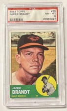 Topps 1963 Jackie Brandt #65 PSA 8 Baltimore Orioles Base Set Baseball Card