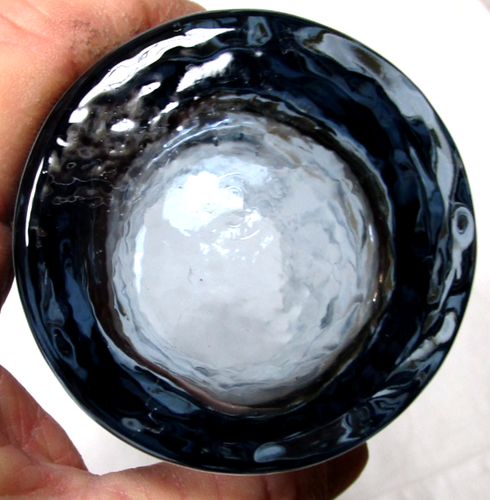 6 MCM Libbey Glass AZTEC BLEU blue crinkle 6 3/8"h flat tumblers-12oz. cap. - Picture 3 of 7