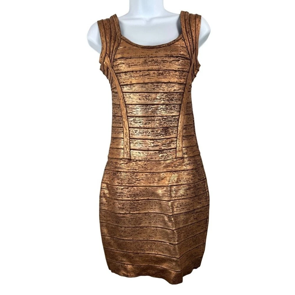 slim fit dress slacks Herve Leger Nazik Sequin Bandage Dress, Bare Combo – Priscilla Posh main image 0