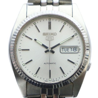 Seiko 5 7S26 0500 Automatic Men's Watch with Calendar Day Date Silver Color GY18