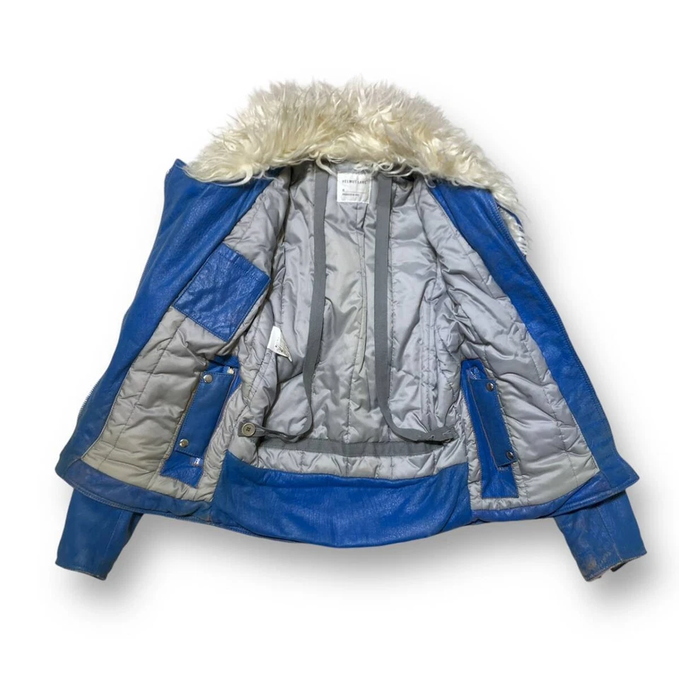 Vintage 1999 Helmut Lang Astro Biker Jacket Size 38 Blue Length 59.5cm - Image 3 of 4