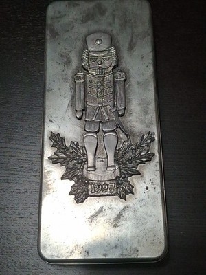 Vintage 1997 Metzke Pewter Nutcracker Rectangular Tin Storage Box 9.5''