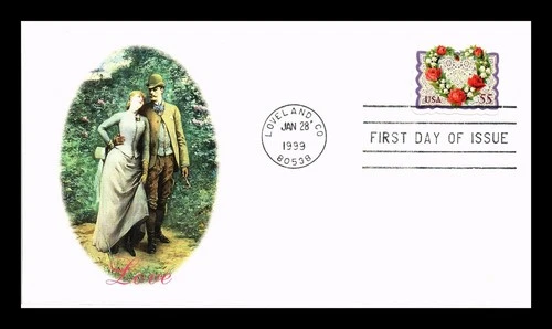 DR JIM STAMPS US COVER VICTORIAN LOVE 55C FIRST DAY ISSUE FLEETWOOD