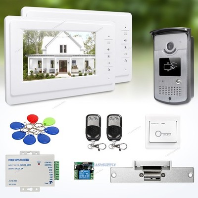 7inch Hands-free Video Door Phone Intercom System with Keyfobs Unlocking Camera