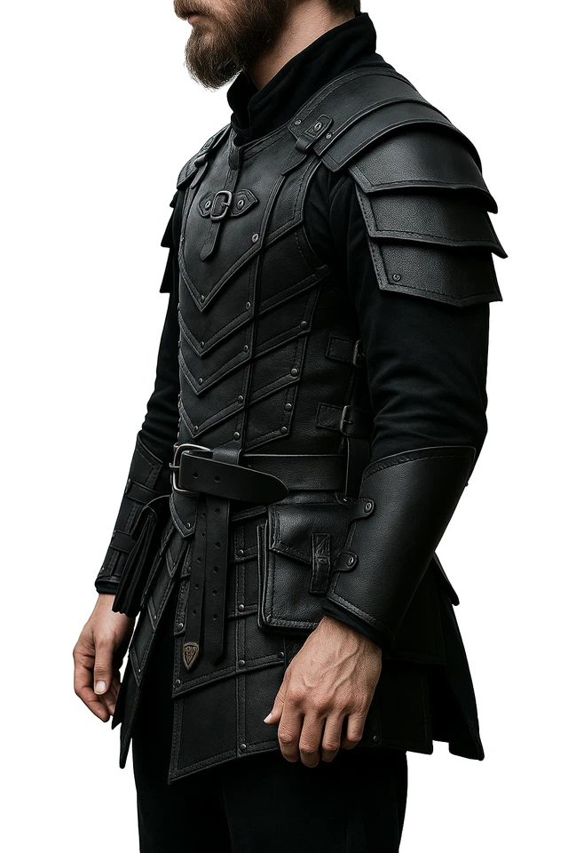 Men Medieval Leather Armor Suit - Leather Knight Viking Armor LARP Cosplay - Image 4 of 4