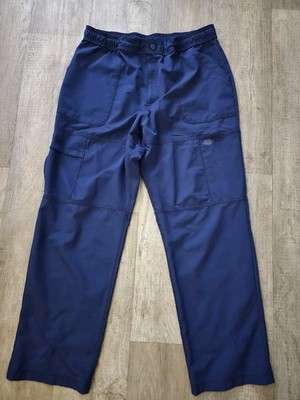 DICKIES Men's XL Medical Drawstring Cargo Pants Navy Stretch