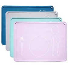 4 PCS 16x12 Inch NonSlip Silicone Toddler Placemat Food Mat Soft Colors