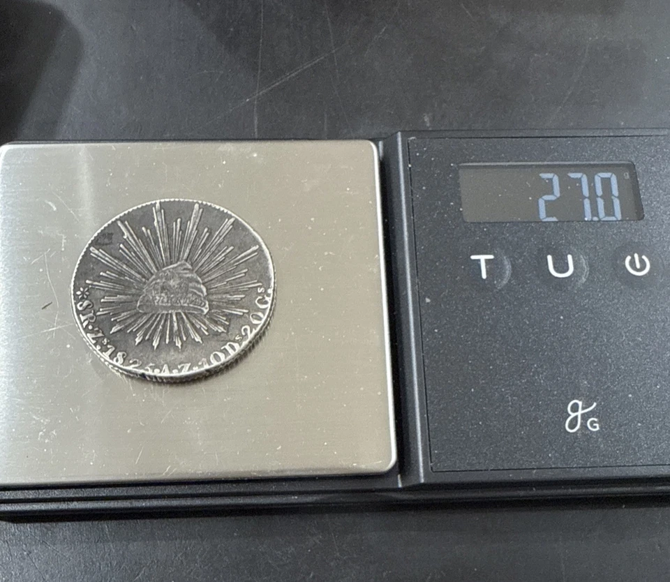 Ungraded VERY FINE Mexico 8 Reales 1825 Zs AZ Zacatecas Antique Silver Coin - Image 4 of 4