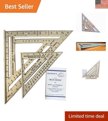 Swanson Speed Square Bundle - 7'' & 12'' Aluminum Squares with Essential Blue Book