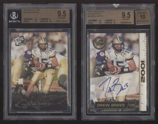 2001 Press Pass BASE #2 & AUTOGRAPH Purdue #6 Drew Brees AU RC! BGS 9.5 AUTO 10