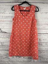 J Jill Dress Womens Small Pink Palm Tree Linen Shift Sleeveless Beach Travel