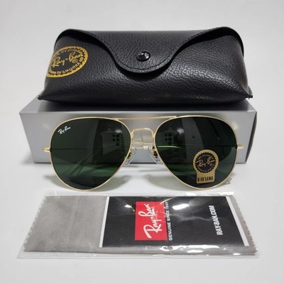 Ray-Ban RB3025 Aviator Sunglasses Gold Frame  Green Glass Lens 58mm