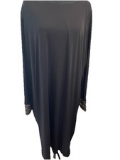Calvin Klein Ladies All Black Dress SZ 20W Metal Cuff Slit Full Sleeve Cocktail