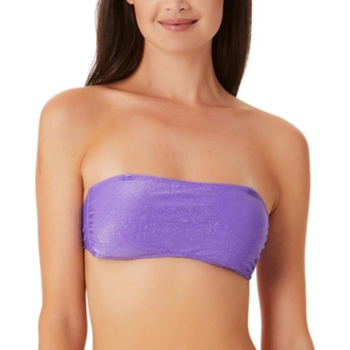 Juniors Purple Metallic Bikini Bandeau Top Convertible - Picture 2 of 10