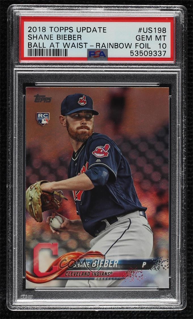 2018 Topps Update Rainbow Foil Shane Bieber #US198 PSA 10 GEM MT
