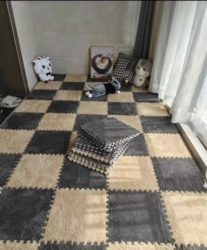 20 Stck. Plüsch Puzzle Schaumstoff Fußmatte, 11,8x11,8 Zoll Weiche ineinandergreifende Teppichfliesen...