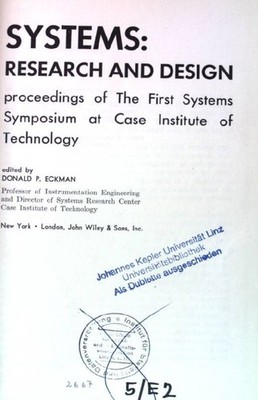 Systems: research and design - proceedings of first systems symposium at Case In