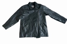 Vtg 90s Brass Plum BP Nordstrom Women's Black Lamb Leather Jacket Coat L Read