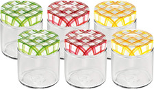 895110 Della Casa Vasetto per Conserve, Vetro, Trasparente/Tappo Multicolore, 12