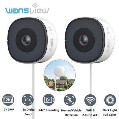 2Pack Wansview 3MP 2K Window Camera,2.4GHz WiFi6 Indoor Security Camera for Home