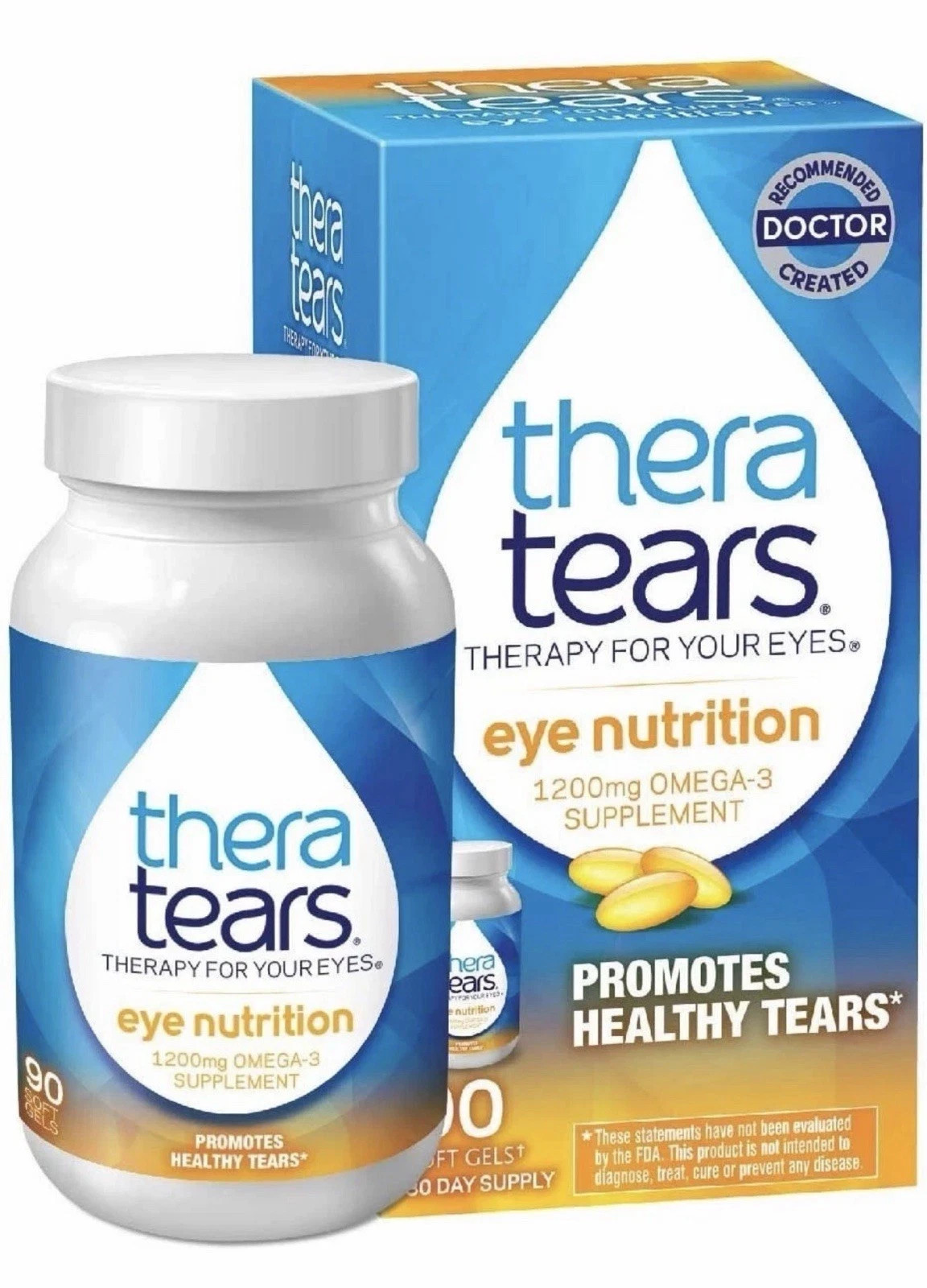 Thera Tears Eye Nutrition Therapy Omega-3 Supplement Softgels 1200mg  90 Count