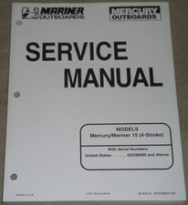1997 Mercury Mariner 15 HP 4 Tempi Marino Motore Servizio Manuale 90-856159