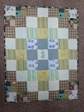 38" X 49" Homemade Machine-pieced Hand-knotted Patchwork Crib Comforter 2