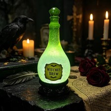 Halloween Witches Brew Potion Bottle Light, Led Lighted Witch Jar Lamp