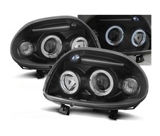 Headlights for RENAULT CLIO II 1998 1999 2000 2001 Angel Eyes Black LHD