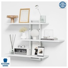 White Three-Piece Floating Wall Shelf Set