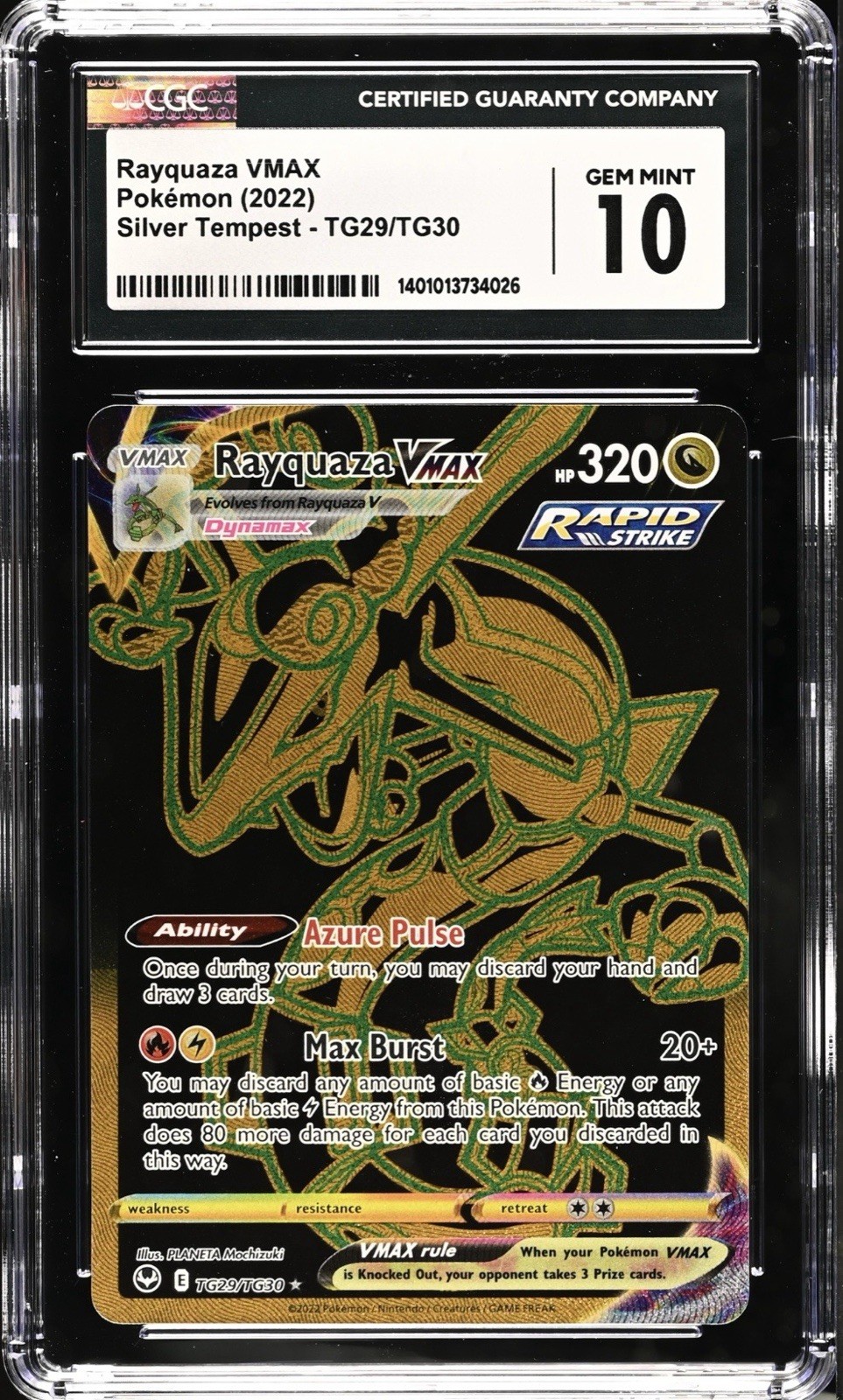 Pokemon Rayquaza VMAX TG Sword & Shield Silver Tempest CGC GEM MINT 10