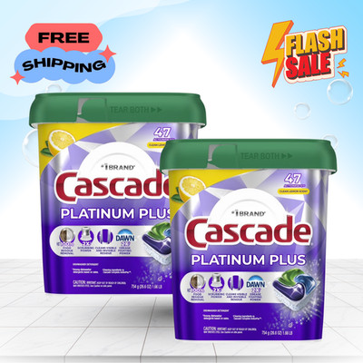 [HOT SALE] Cascade Platinum Plus Dishwasher Detergent Pods Lemon 47 Count 2 Pack