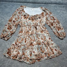 NWT Chelsea & Violet Dress Women's Size Medium Fall Floral Ruffle Neck Boho