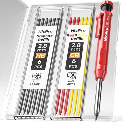 Profi Zimmermann Bleistift Set: Rotstift, Anspitzer & 13 vielseitige Minen