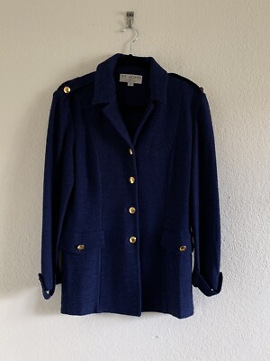 St John Blazer Gold Button John Collection By Marie Gray Blue Gold