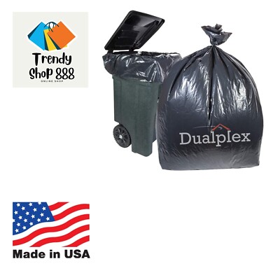95-96 Gallon Black Trash Bags for Toter, 2 Mil Garbage Bag Trash Can Liners, ...