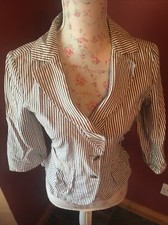 Striped Jacket Three-quarter Sleeves (has Hoops For Belt But No Belt) Size 10
