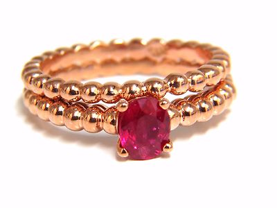 .82ct natural vivid bright ruby solitaire ring & band 14kt *v