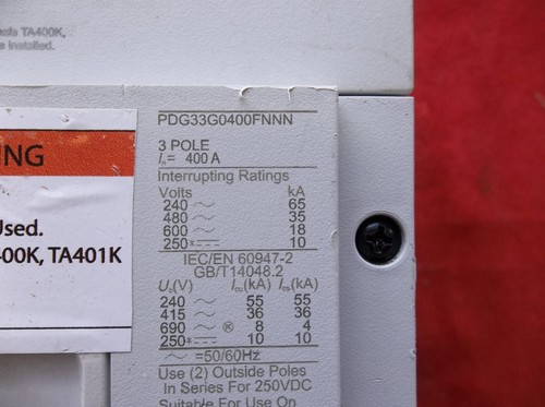 EATON PDG33G0400FNNN circuit breaker 11 25 c - Picture 2 of 5