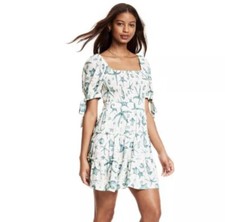 Agua Bendita x Target Sz M Deep Sea Print Puff Sleeve Mini Dress Babydoll Fairy