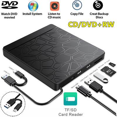 Slim External CD DVD RW Drive USB 3.0 for MacBook Pro Air iMac Windows 10/8/7