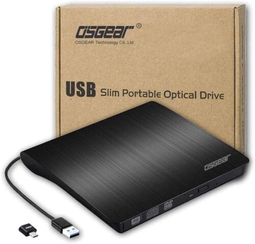 Unità masterizzatore masterizzatore scrittore CD DVD RW esterna sottile USB 3.0 nero per laptop PC - Foto 1 di 8