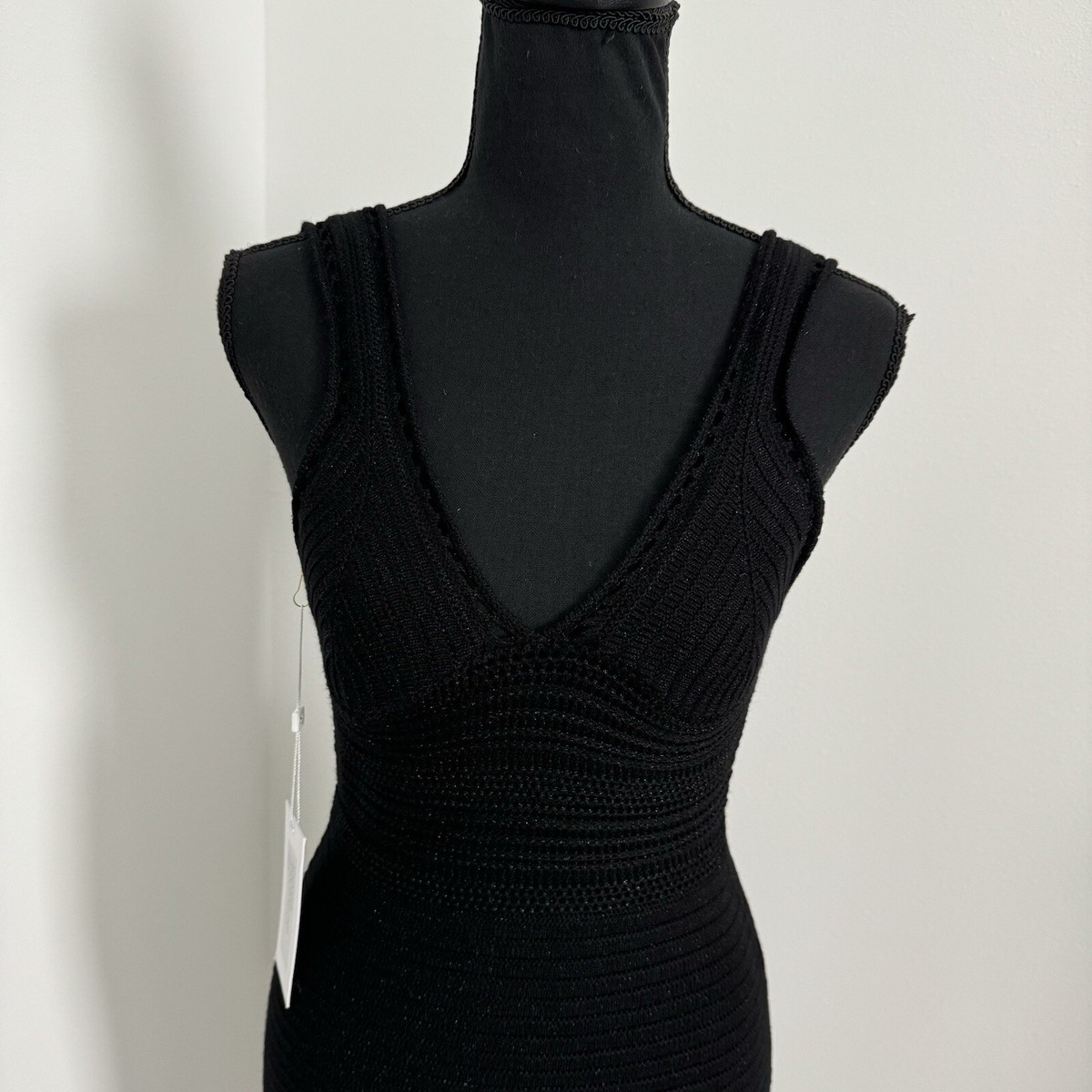 Torn by Ronny Kobo Madi Open-Back Curve Hugging Knit Maxi Dress Black sz L  | eBay