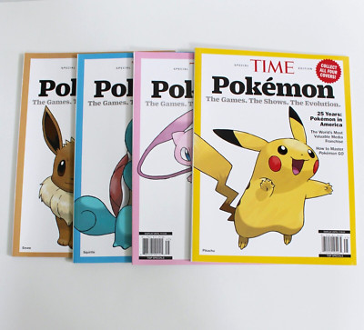 Pokemon Time Magazine 2024 Set of 4 Special Edition Pikachu Eevee Squirtle Mew